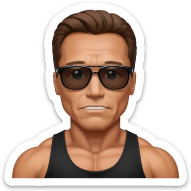 terminator shwartzneger only top in black galssess sticker