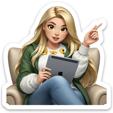 smiling girl with blonde hair sticker