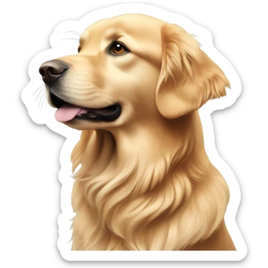 Golden retriever with thinking bubble sticker