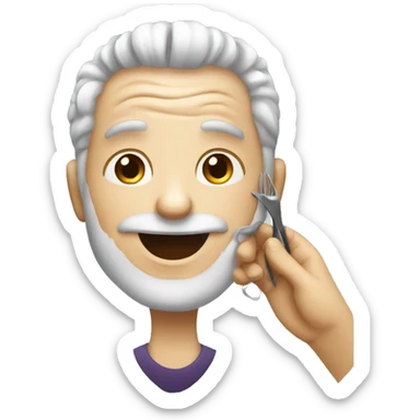 old man hairdresser a kid sticker