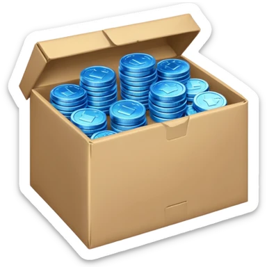 blue coins credit in a package sticker