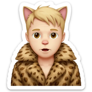 create an emoji of a guy drooling violently with a cat fur coat sticker