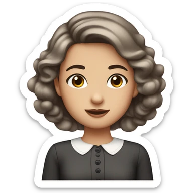 A girl with a dark brown hair and a dress with eyelashes preppy ￼ sticker