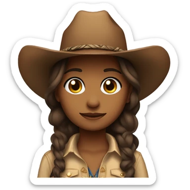 burnett girl brown eyes button up with cowboy hat sticker