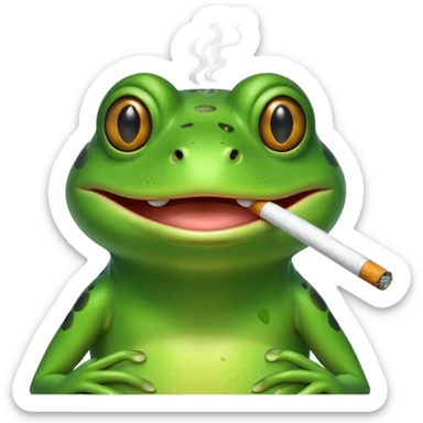 Fat frog smoking  sticker