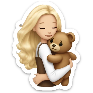 blonde balayage hair girl hugs a teddy bear sticker
