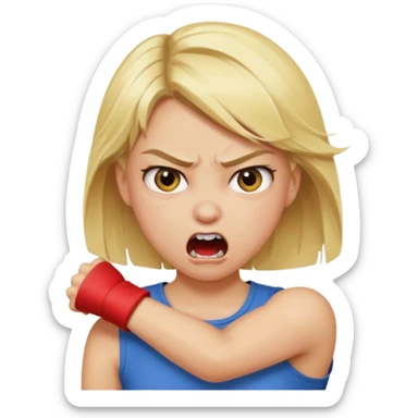 Emoji blonde girl, biting an arm sticker