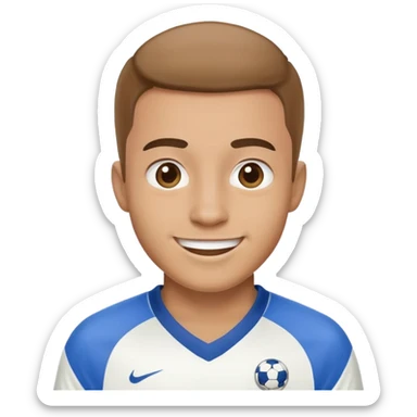 Happy soccer fan in a blue white shirt  sticker