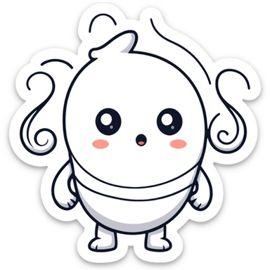 A cute character with a puzzled expression and swirly confused eyes sticker