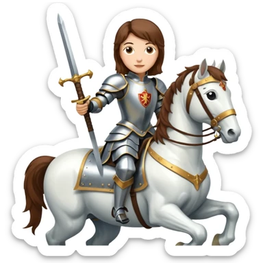 Renaissance princess knight with brown hair on horse sticker