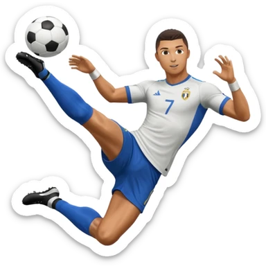 Ronaldo doing a bicycle kick with football sticker