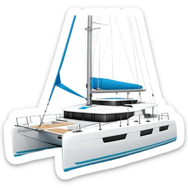 A lagoon 42 catamaran with no wording or letters on the boat. In a solid white background  sticker