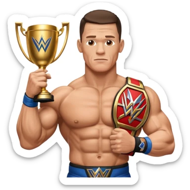 John Cena with wwe championship  sticker