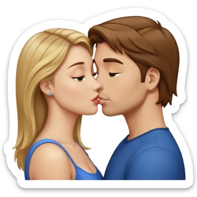 Man with brown hair kissing woman with blond hair sticker