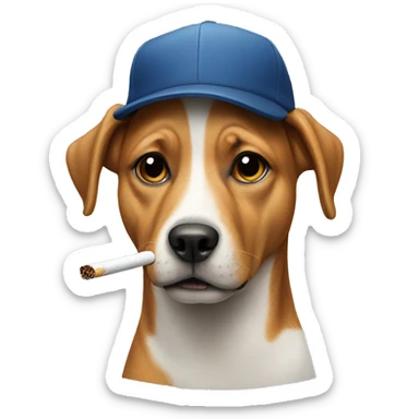 Dog with a cap and cigarette  sticker