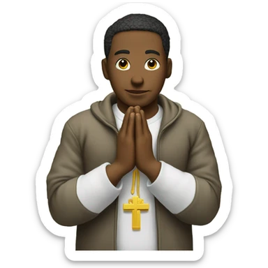 Praying hands with cash sticker