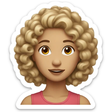 make a lady with curly hair. her hair should be light brown, almost blond. She should have big brown eyes sticker