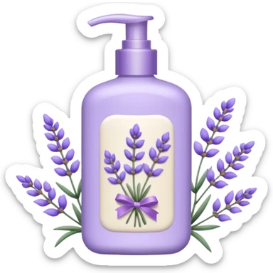 Aesthetic bottle of body lotion in lavender color and floral decorative accents  sticker