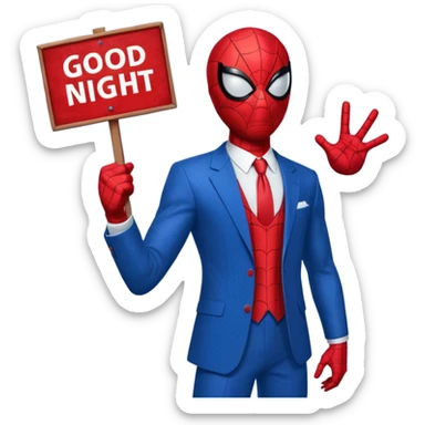 Spider-Man with the sign that says good night sticker