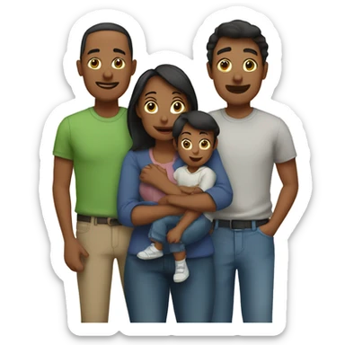 Family of six people: Dad, Mom, and four boys. sticker