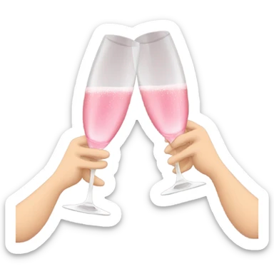 champagne glasses with pink champagne giving cheers with hands sticker