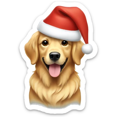 Golden retriever wearing a Christmas hat  sticker