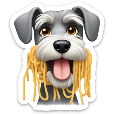 Schnauzer eating spaghetti  sticker