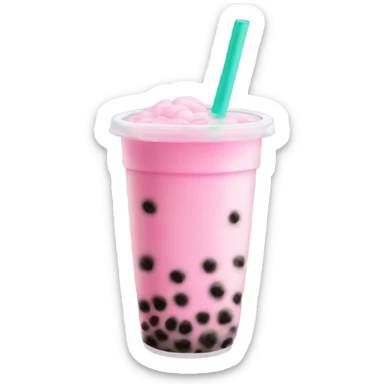 Pink boba tea realistic  sticker