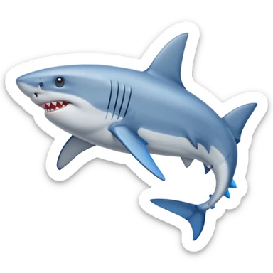 Un tiburón parado con zapatillas azules sticker