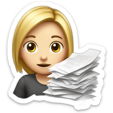 stressed small girl with scattered papers, realizing that event data hasn't been imported for scanners, and the event is tomorrow sticker