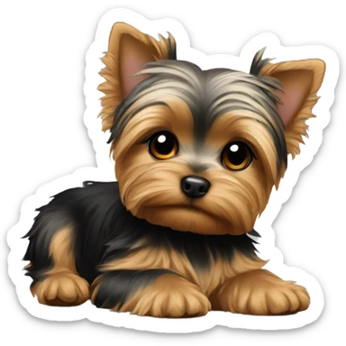 Yorkie puppy laying sticker