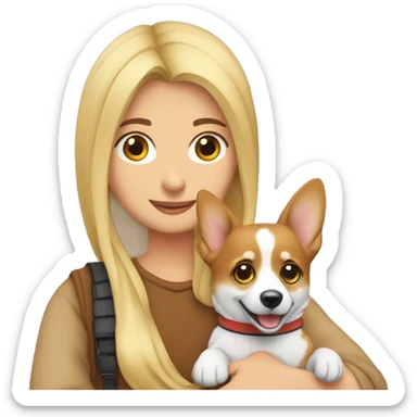 blonde girl with arab guy holding a corgi in their arms 😅🤓 sticker