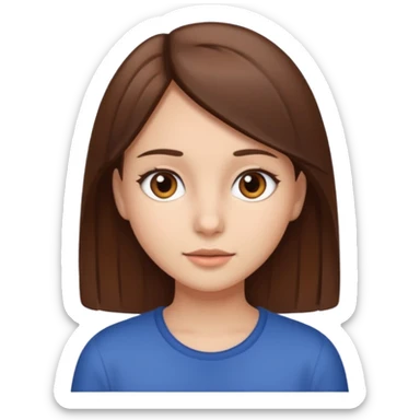 girl with straight brown hair and brown eyes sticker