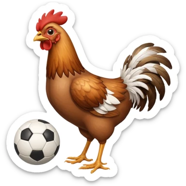 chicken playing soccer sticker