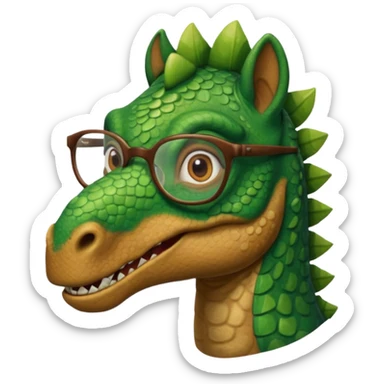 Dinosaur with glass on in a horse sticker