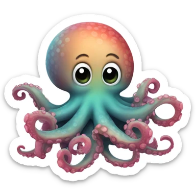Cute color blended  baby octopi sticker