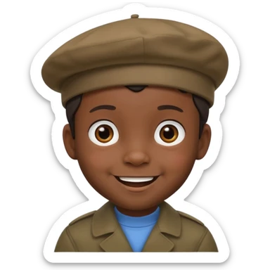male dark toddler with beret sticker