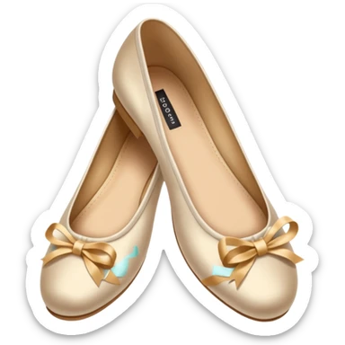 Beige realistic vintage silk bow ballerina shoes sticker
