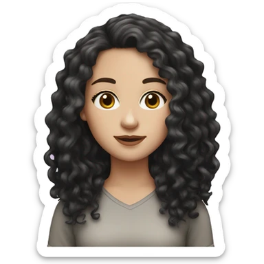 White girl with black curly long hair sticker