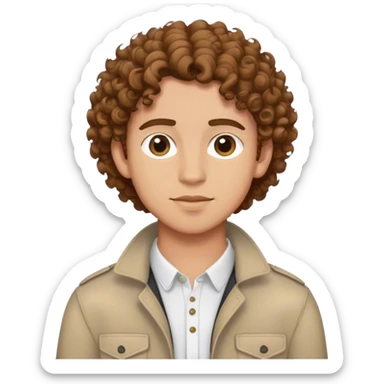 A light skinned curly brown haired gen z guy wearing modern clothes sticker