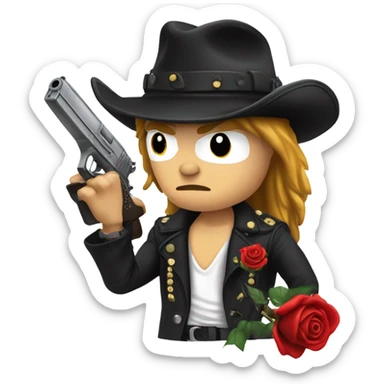 Axl Rose with a rose and a gun realistic sticker