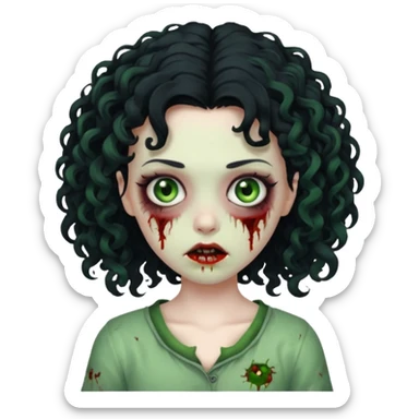 Zombi girl curly hair sticker