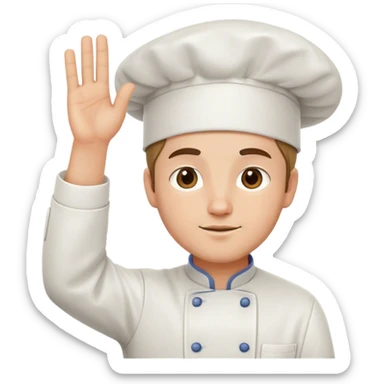 guy with hand up, hand bend with chef hat  sticker