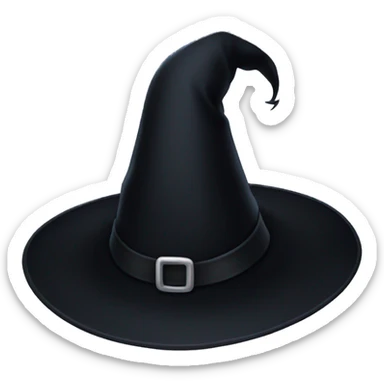 curved full black witch hat sticker