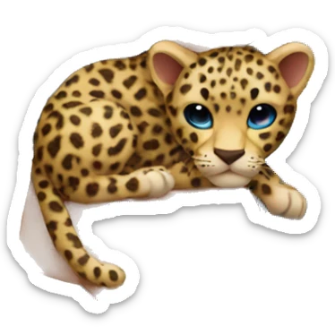 blue eye blonde boy holding stuffed leopard  sticker