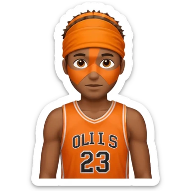 Basketball guy with orange headband sticker
