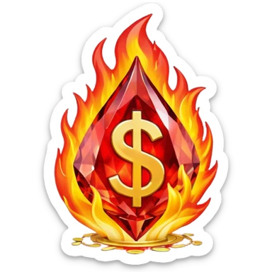 Red flaming crystal with a $ carved into the center of the crystal.Red flaming crystal with a $ carved into the center of the crystal. sticker