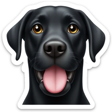 Black Labrador with one white paw but full black and he’s sticking his tongue out sticker