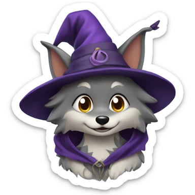 girly wolf dressed as a witch sticker