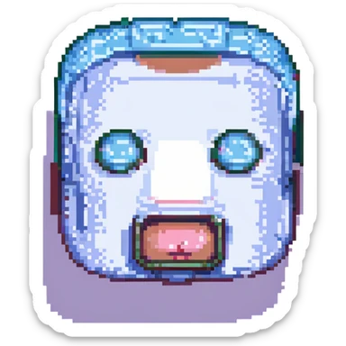 ugly face, pixel art, blocky and humorous sticker